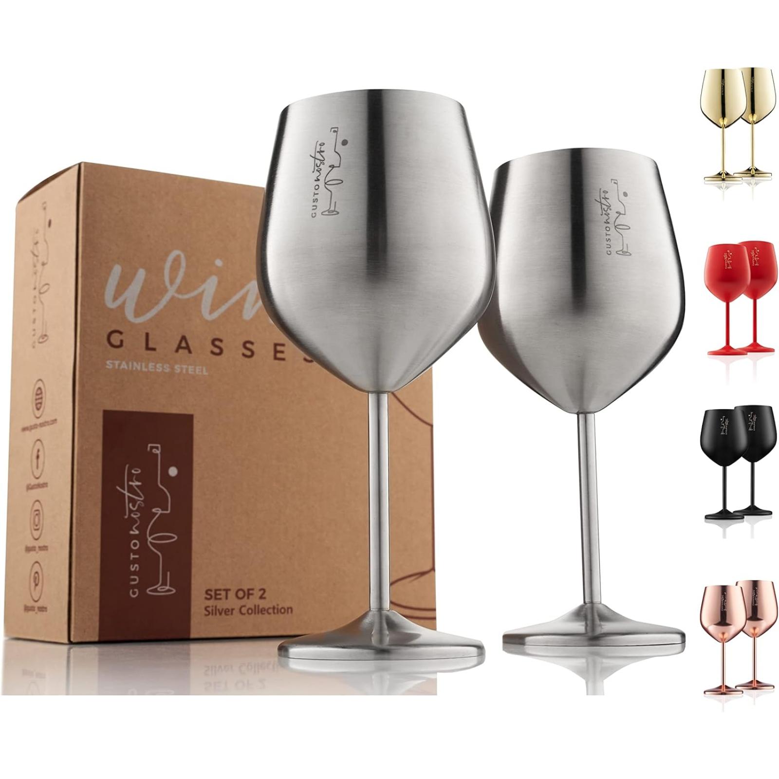Gusto Nostro Stainless Steel Wine Glass - 18 oz - (Set of 2, Variety Colors) (LOT OF 57 BOXES)