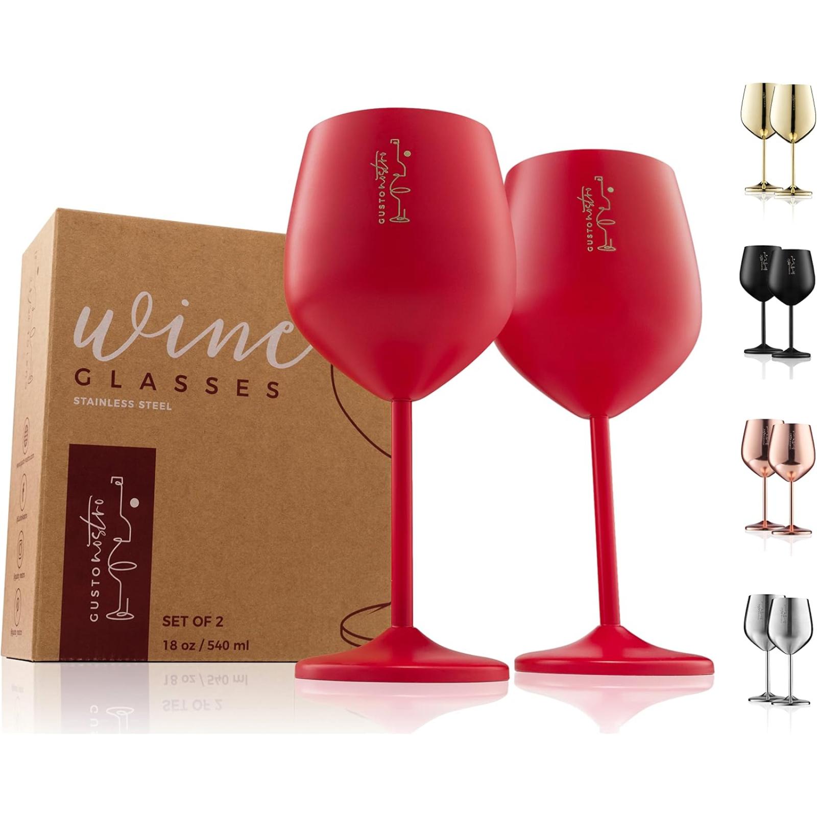Gusto Nostro Stainless Steel Wine Glass - 18 oz - (Set of 2, Variety Colors) (LOT OF 57 BOXES)