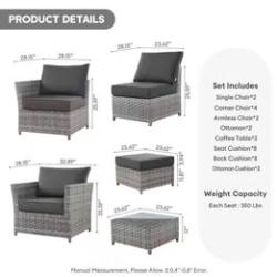 Jasmine Springtown-12-Piece Wicker Outdoor Sectional Set with Black Cushions-New in Box!!