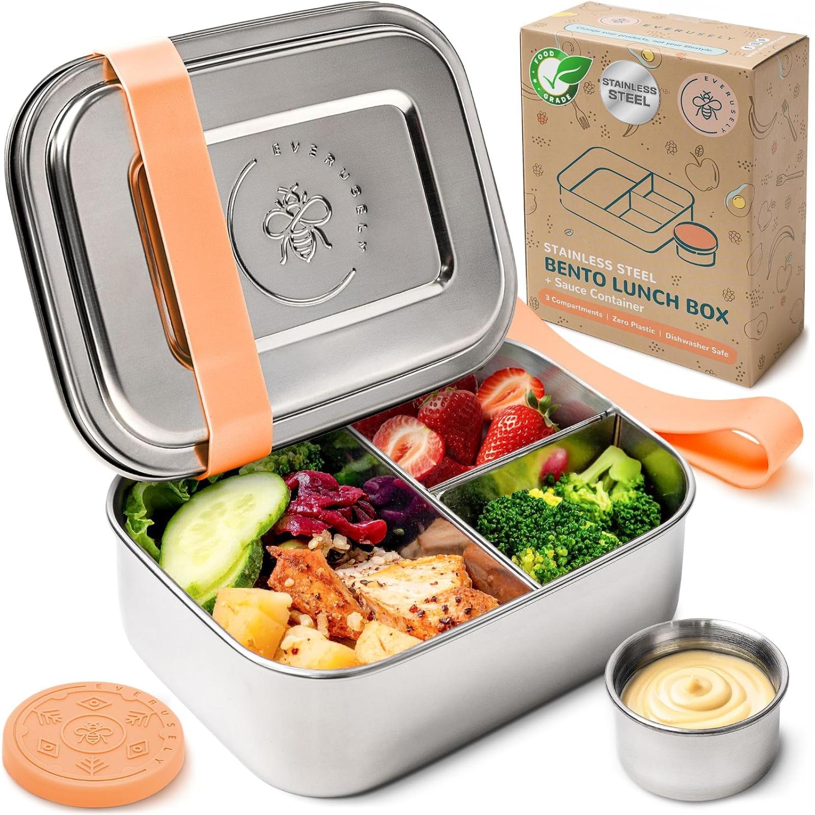 Lot of 25 - NEW Everusely Stainless Steel Bento Lunch Boxes w/ Sauce Containers - LOT MSRP $975