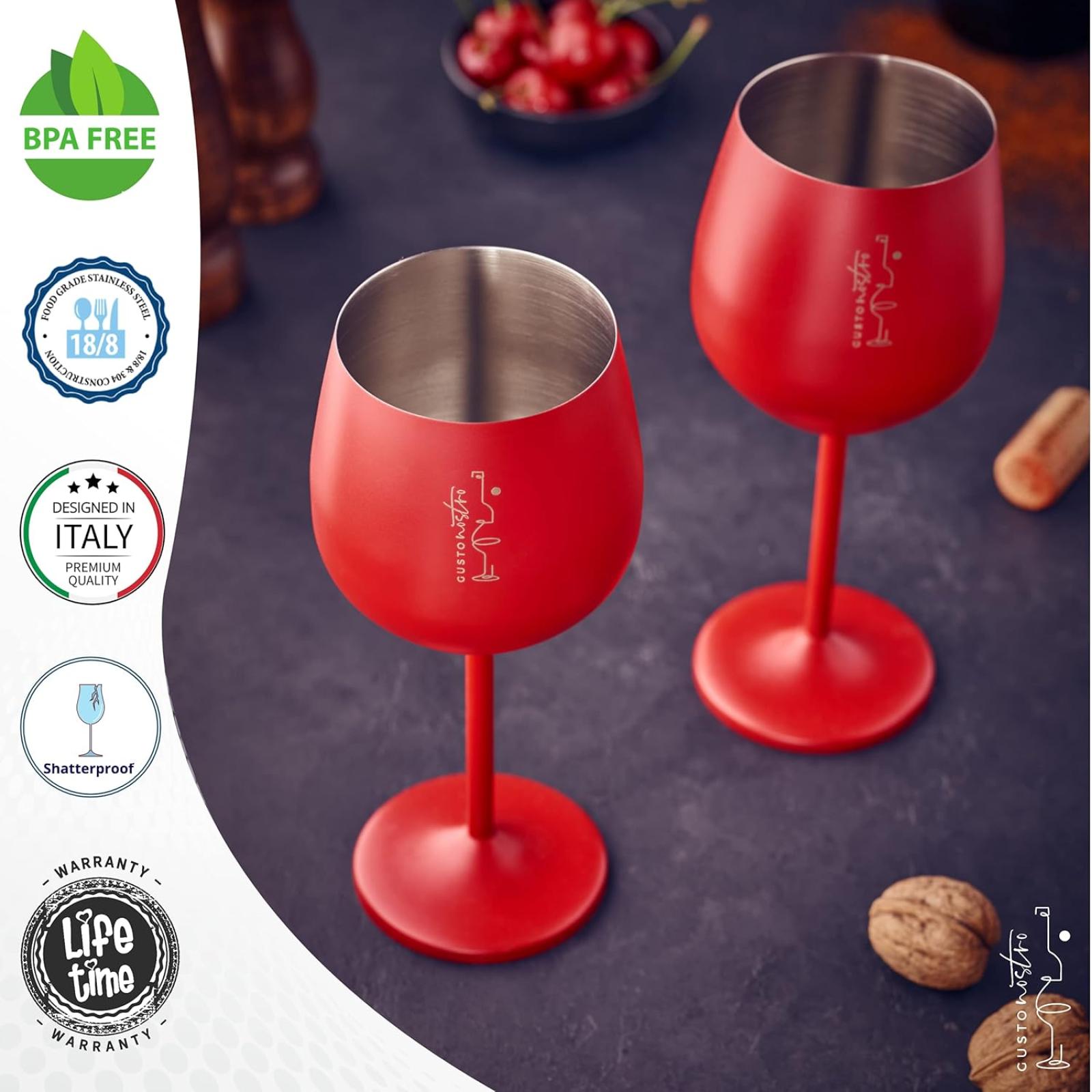 Gusto Nostro Stainless Steel Wine Glass - 18 oz - (Set of 2, Variety Colors) (LOT OF 57 BOXES)