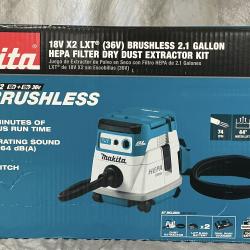 Springtown- Makita 18V X2 LXT Brushless Cordless 2.1 Gallon Dry Dust Extractor Kit 5.0Ah