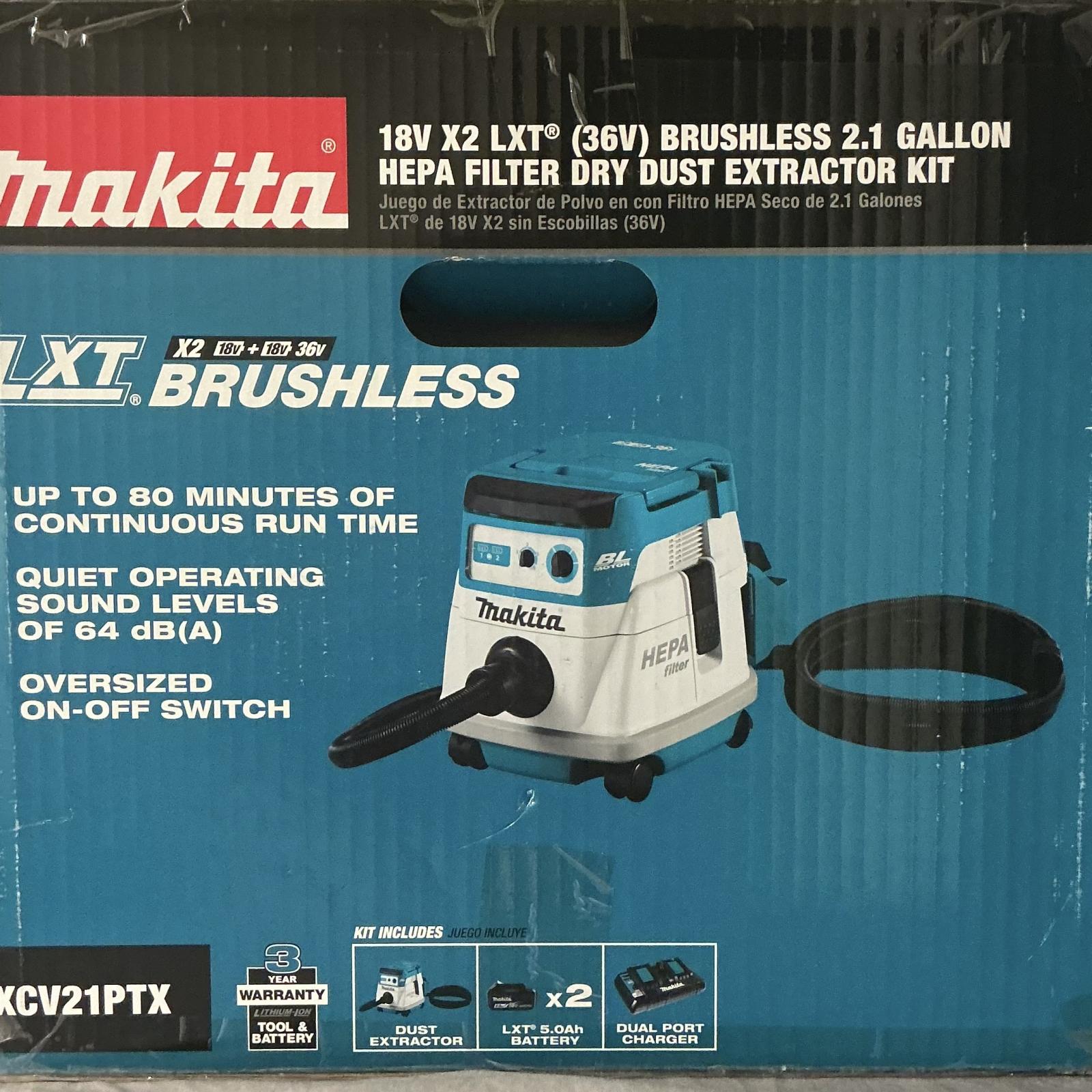 Springtown- Makita 18V X2 LXT Brushless Cordless 2.1 Gallon Dry Dust Extractor Kit 5.0Ah