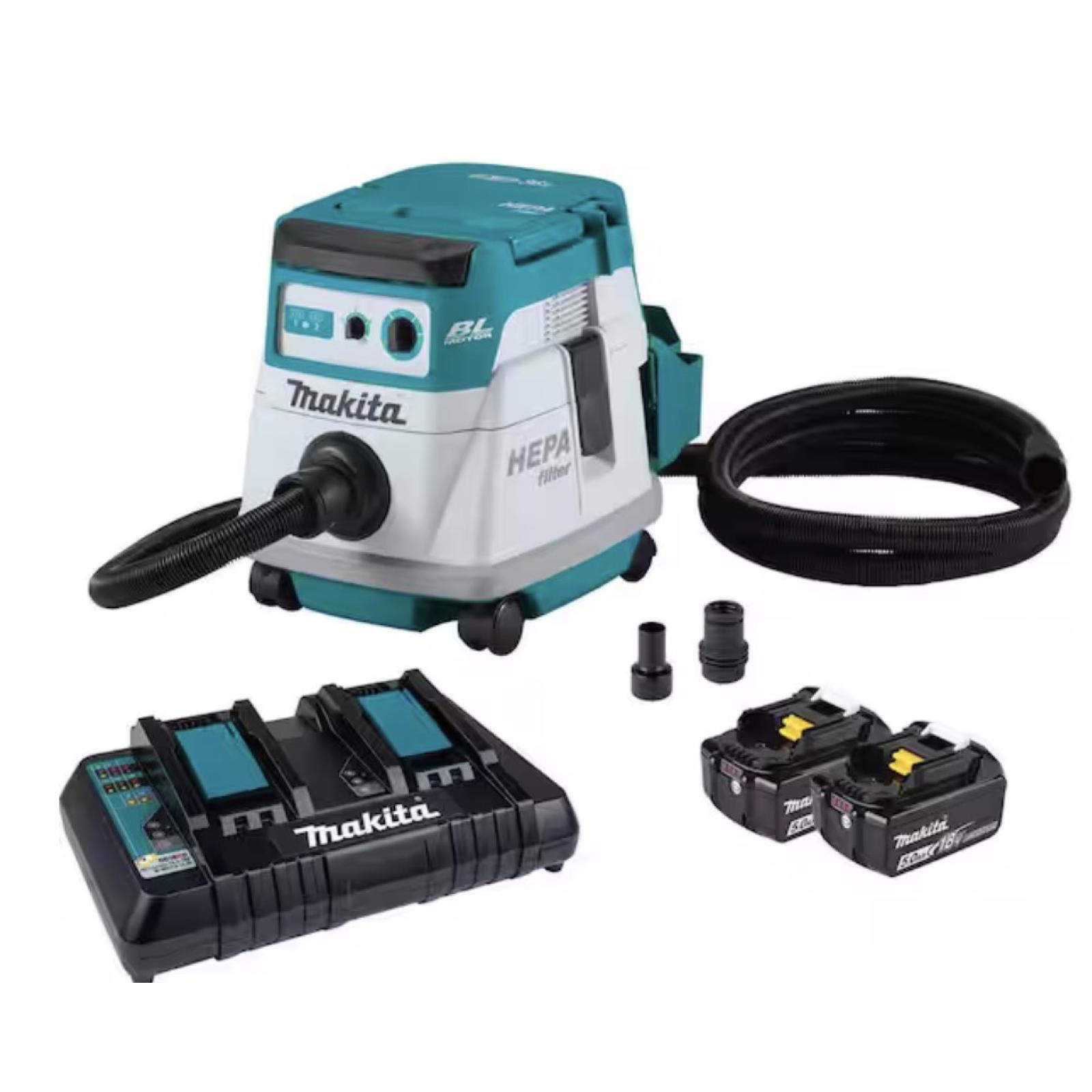 Springtown- Makita 18V X2 LXT Brushless Cordless 2.1 Gallon Dry Dust Extractor Kit 5.0Ah