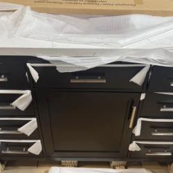 Springtown Location-Bonheur 48 in. Single Sink Freestanding Black Bath Vanity with White Engineered Stone Top