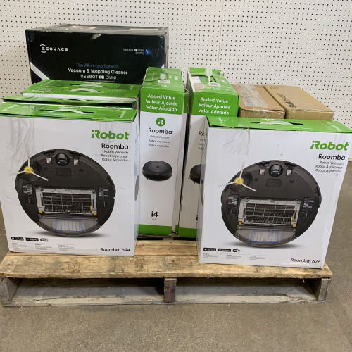 LOT OF 12 - USED Mixed Robot Vacuum Pallet – iRobot, Shark, Ecovacs & Bissell - Total LOT MSRP $4,648