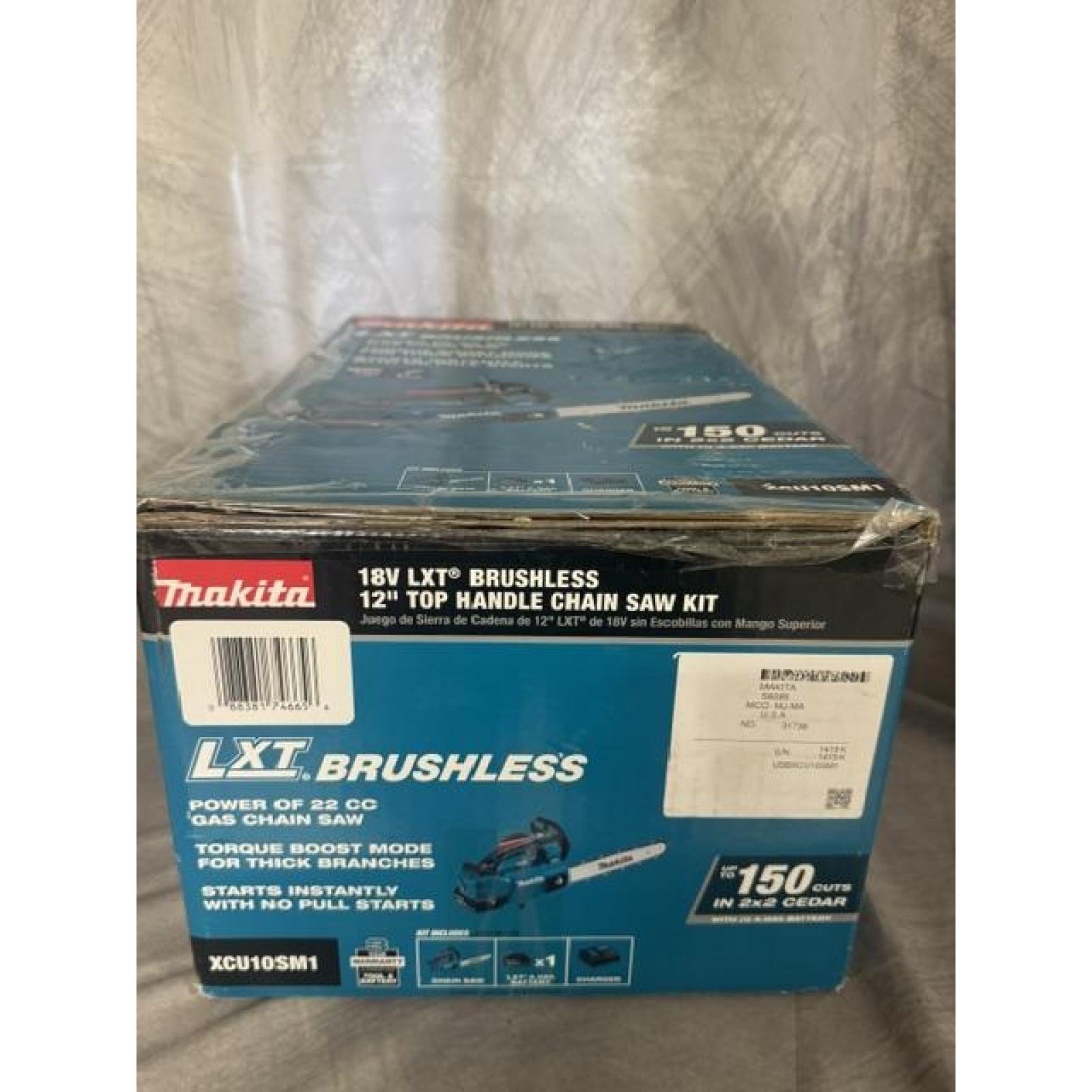 Springtown Location-Makita XCU10SM1 18V LXT Brushless Cordless 12 Top Handle Chain Saw