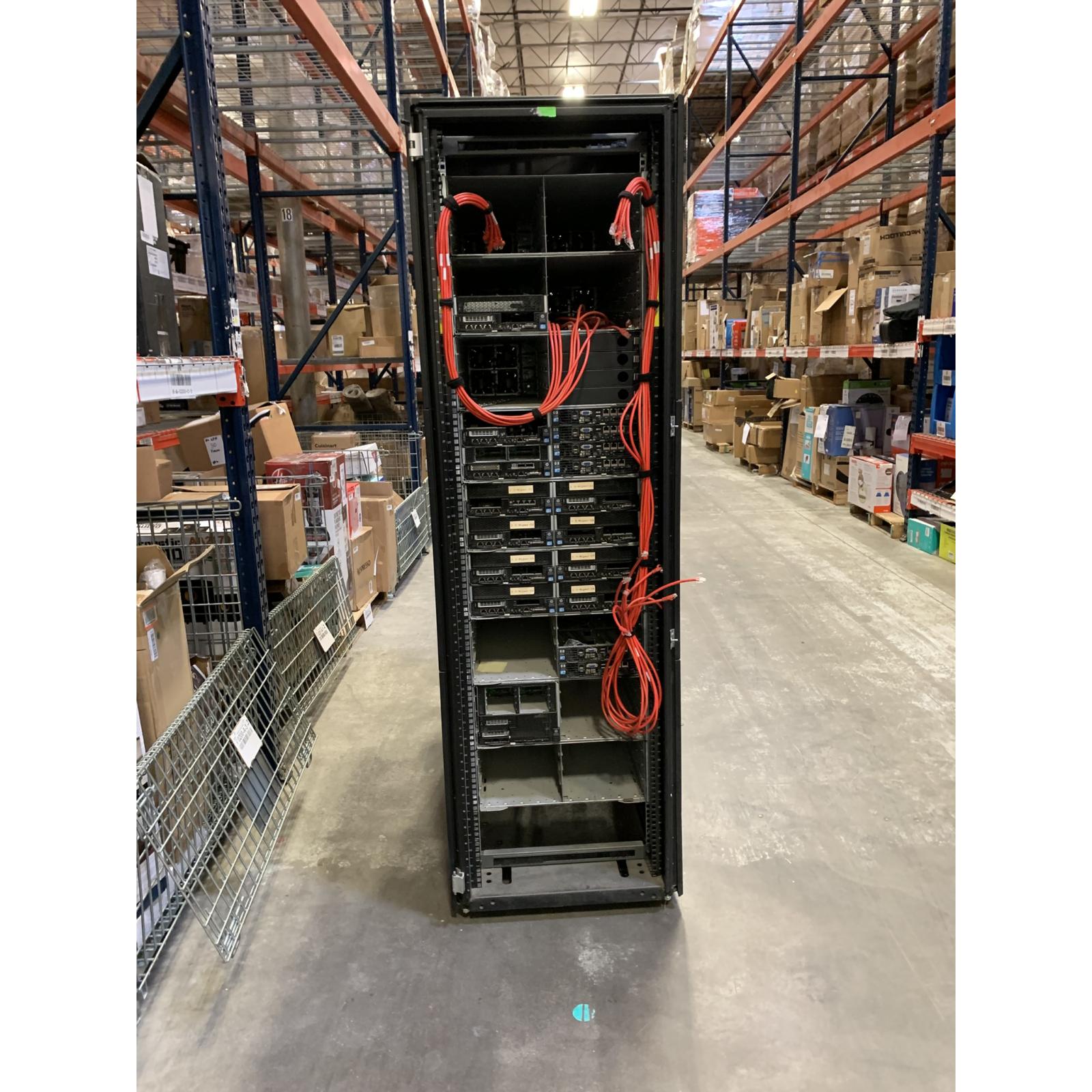 SERVER RACK AND INSTALLED EQUIPMENT AS PICTURED