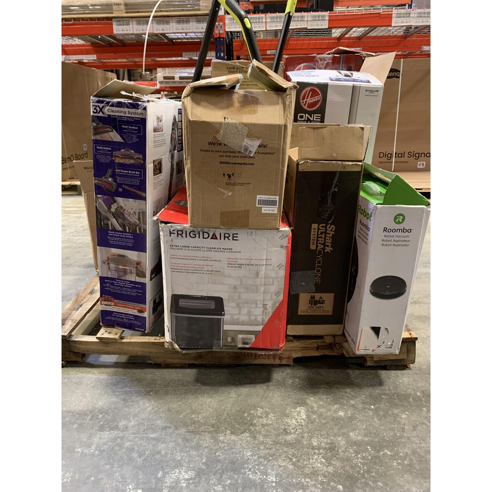Lot of 13 - Mixed Home Goods – Vacuums, Robot Cleaners, Carpet Cleaners & Ice Maker (USED)