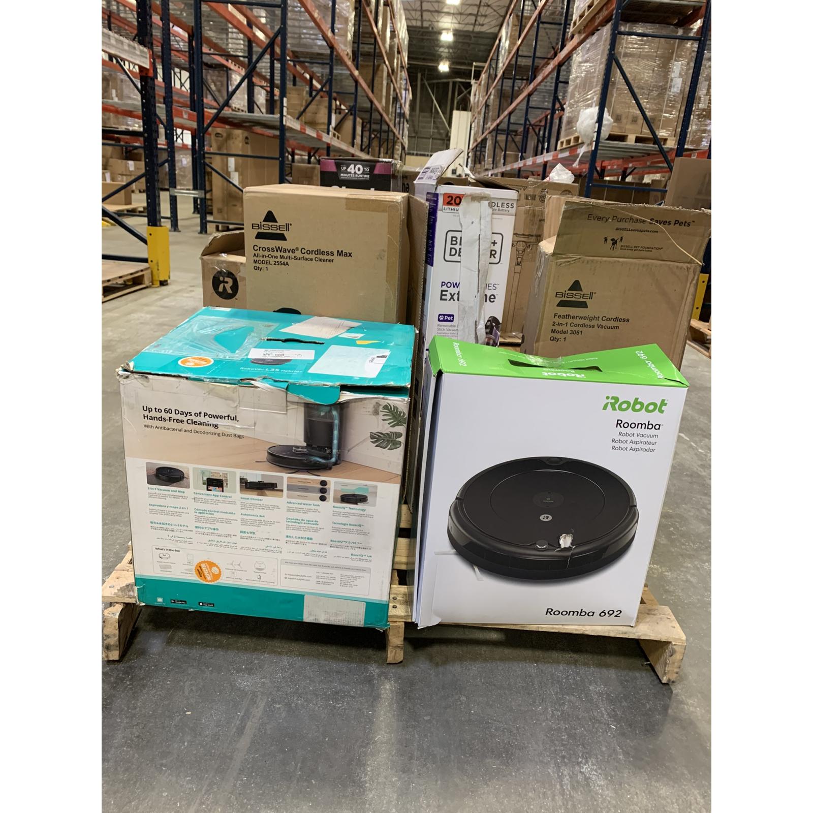 Lot of 12 - Mixed Home Cleaning Returns Lot – Robot Vacuums, Cordless Vacuums & Steam Cleaner (USED)