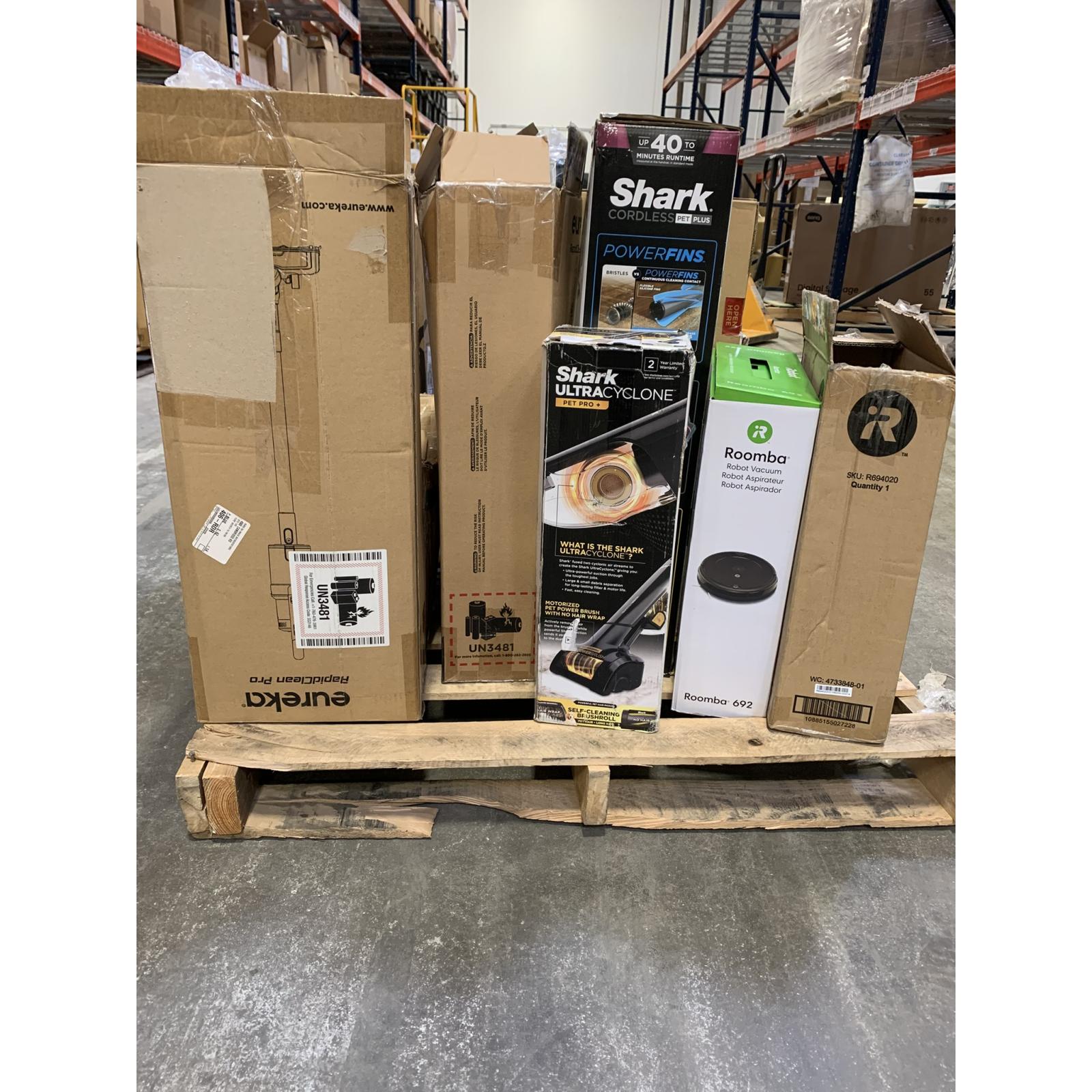 Lot of 12 - Mixed Home Cleaning Returns Lot – Robot Vacuums, Cordless Vacuums & Steam Cleaner (USED)