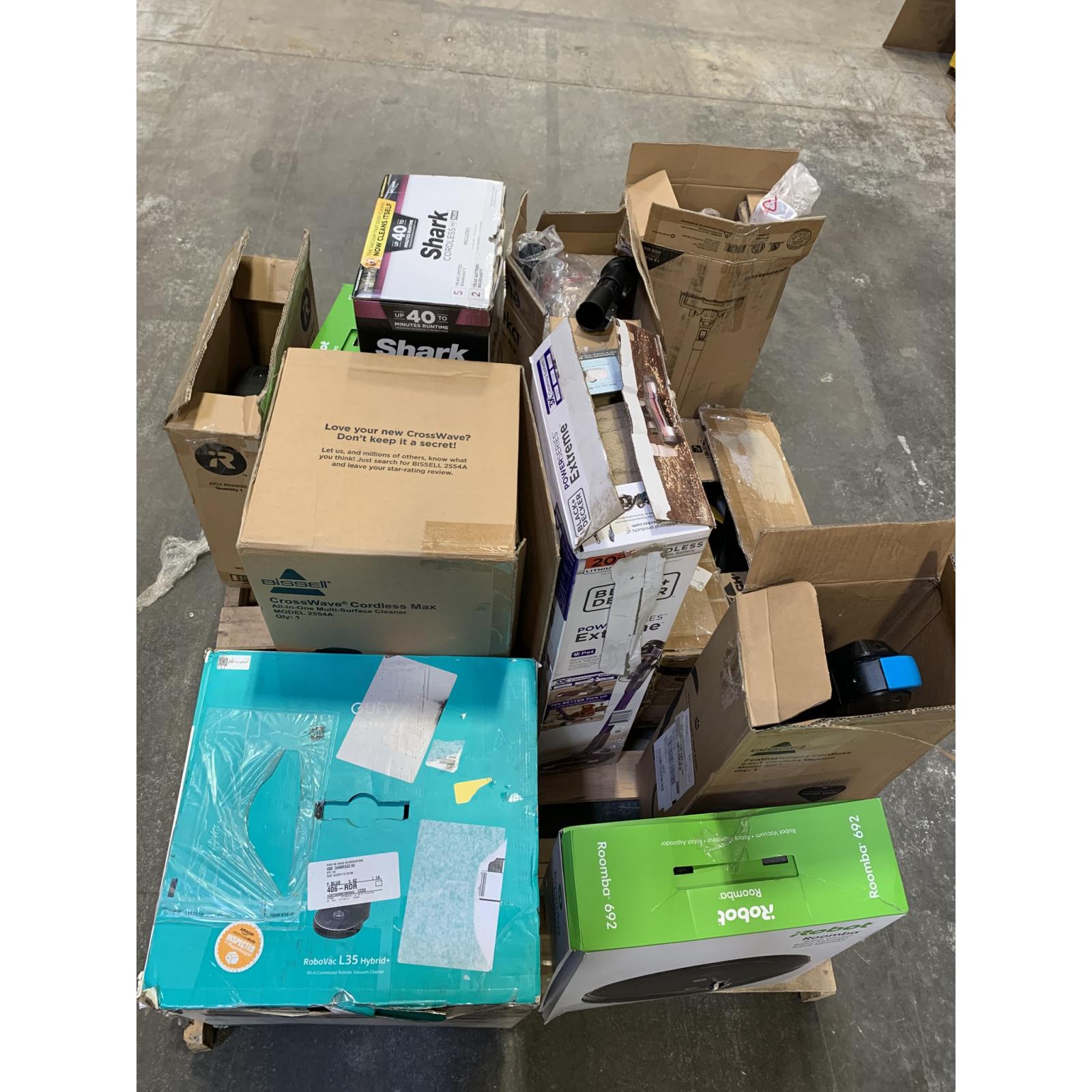 Lot of 12 - Mixed Home Cleaning Returns Lot – Robot Vacuums, Cordless Vacuums & Steam Cleaner (USED)