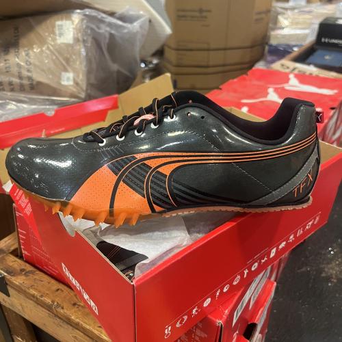 NEW Puma Complete TFX Sprint III Track Shoe, SIZE 12 - Dark Shadow/Steel Grey/Orange/Black *** LOT OF 10 *** (ALL sized US Men's 12, Spikes and tool included)