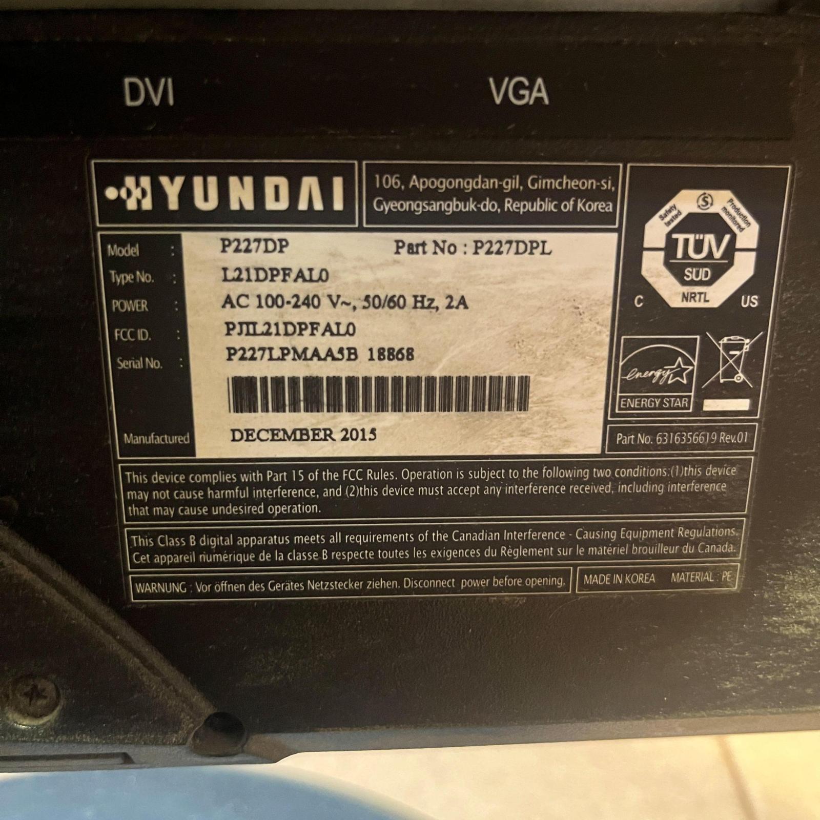 LOT OF 22 - Hyundai P227DP 22 LED Monitor — Used, No Cables