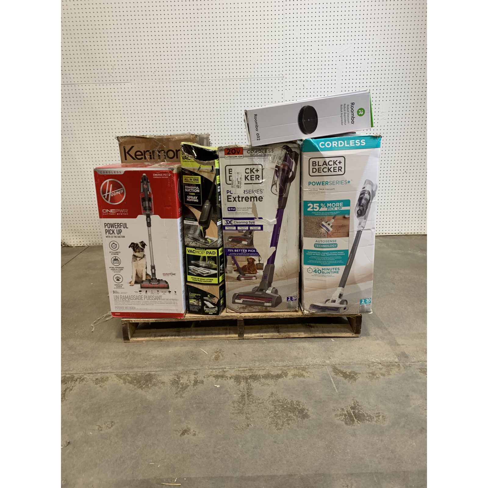 Used Mixed Vacuum & Home Goods Pallet– Total LOT MSRP $2,267  – Hoover, BLACK+DECKER, Eureka, iRobot & More