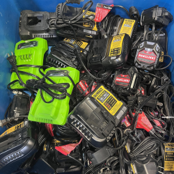 LOT OF 57 - USED Mixed Power Tool Batteries & Chargers – DEWALT, CRAFTSMAN, BLACK+DECKER, KIMO & GREENWORKS - Total LOT MSRP $3,402.90