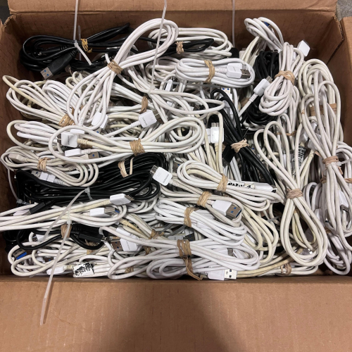 LOT OF 50+ - USED Samsung Charging & Data Cables – Mixed USB-C & Micro-USB – White & Black