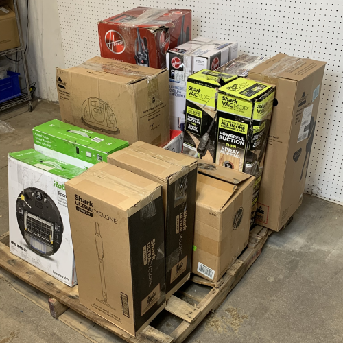 Mixed Vacuum & Small Appliance Return Pallet – Hoover, Shark, iRobot, Bissell, Frigidaire & More – Used/Unprocessed Returns