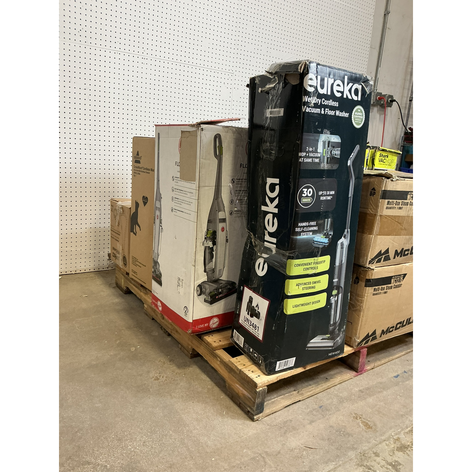 LOT OF 11 - USED - MIXED FLOOR CARE & VACUUM PALLET - Bissell, Shark, Hoover, McCulloch & Eureka - Total LOT MSRP $1,819