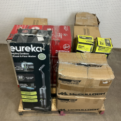 LOT OF 11 - USED - MIXED FLOOR CARE & VACUUM PALLET - Bissell, Shark, Hoover, McCulloch & Eureka - Total LOT MSRP $1,819