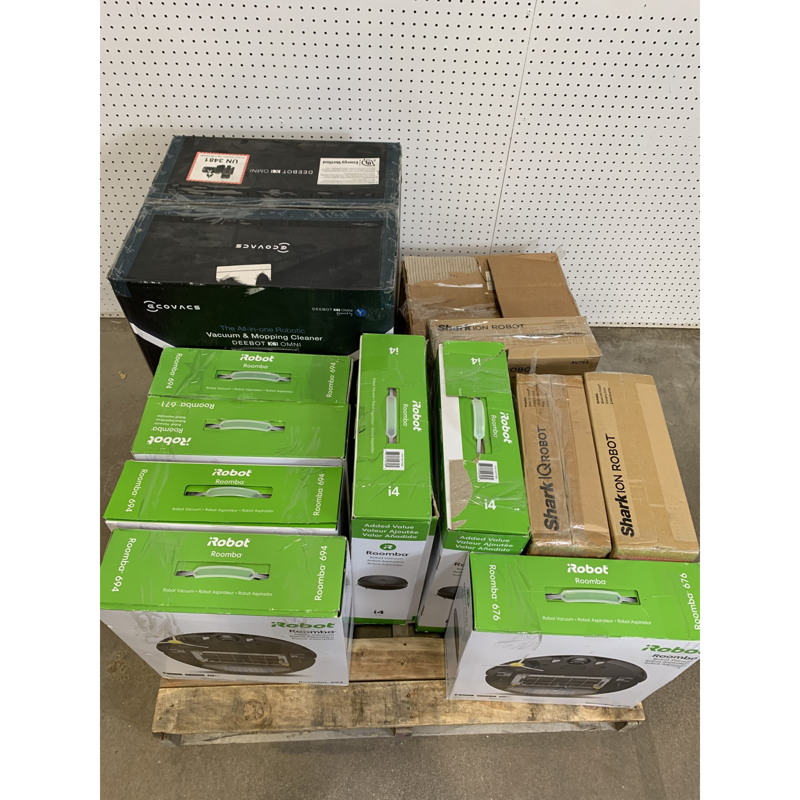 LOT OF 12 - USED Mixed Robot Vacuum Pallet – iRobot, Shark, Ecovacs & Bissell - Total LOT MSRP $4,648