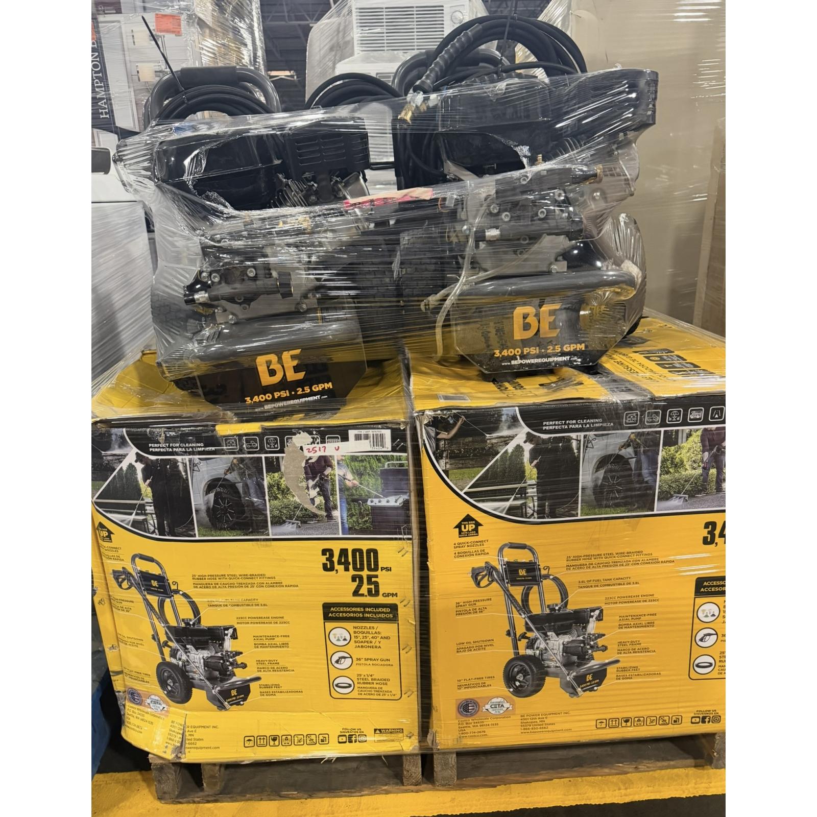 Pressure Washers 3400 PSI QTY 8 P/PALLET