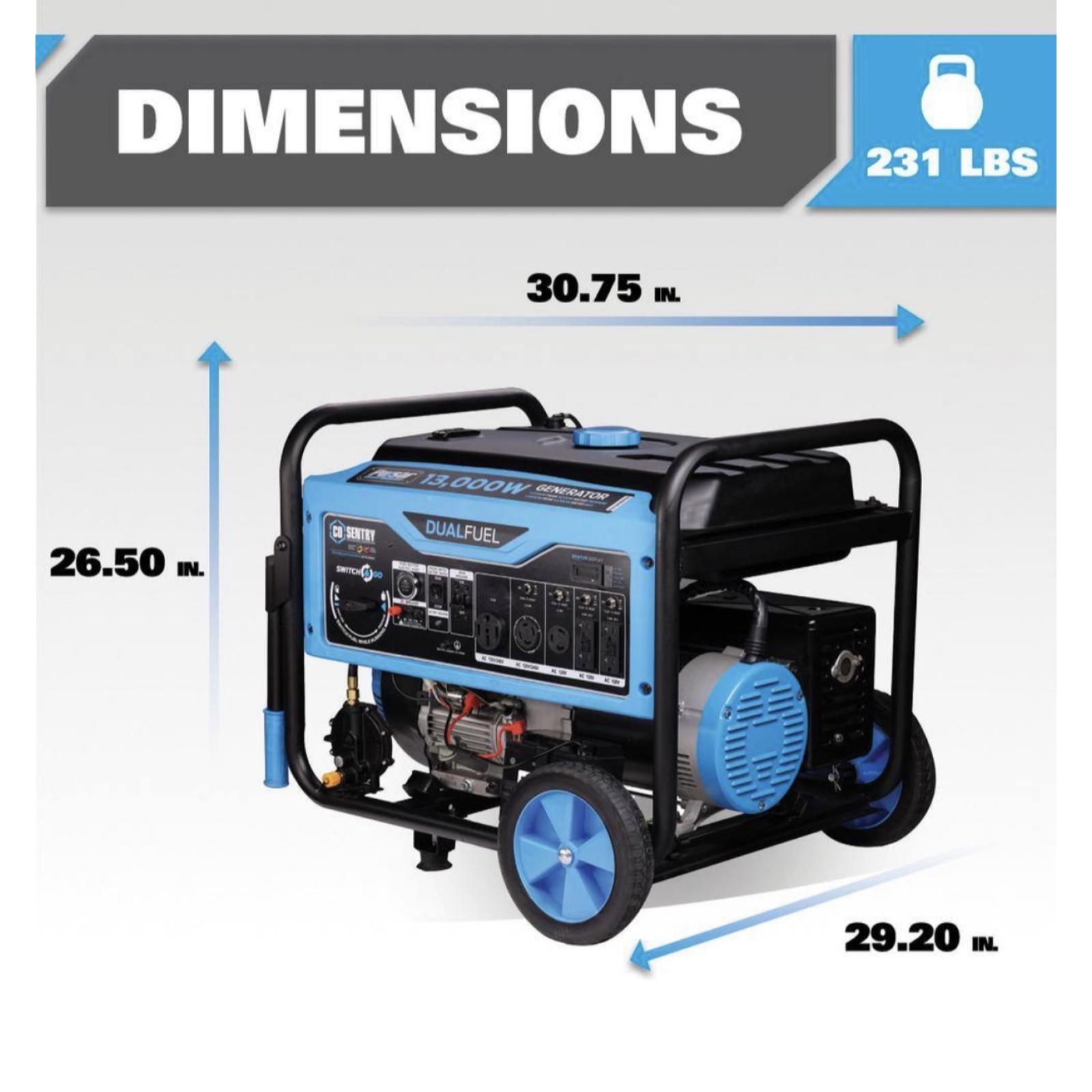 Springtown Location- NEW Pulsar 13,000/10,000 -Watt Dual-Fuel Gasoline & Propane w/ Push to Start Portable Home Generator