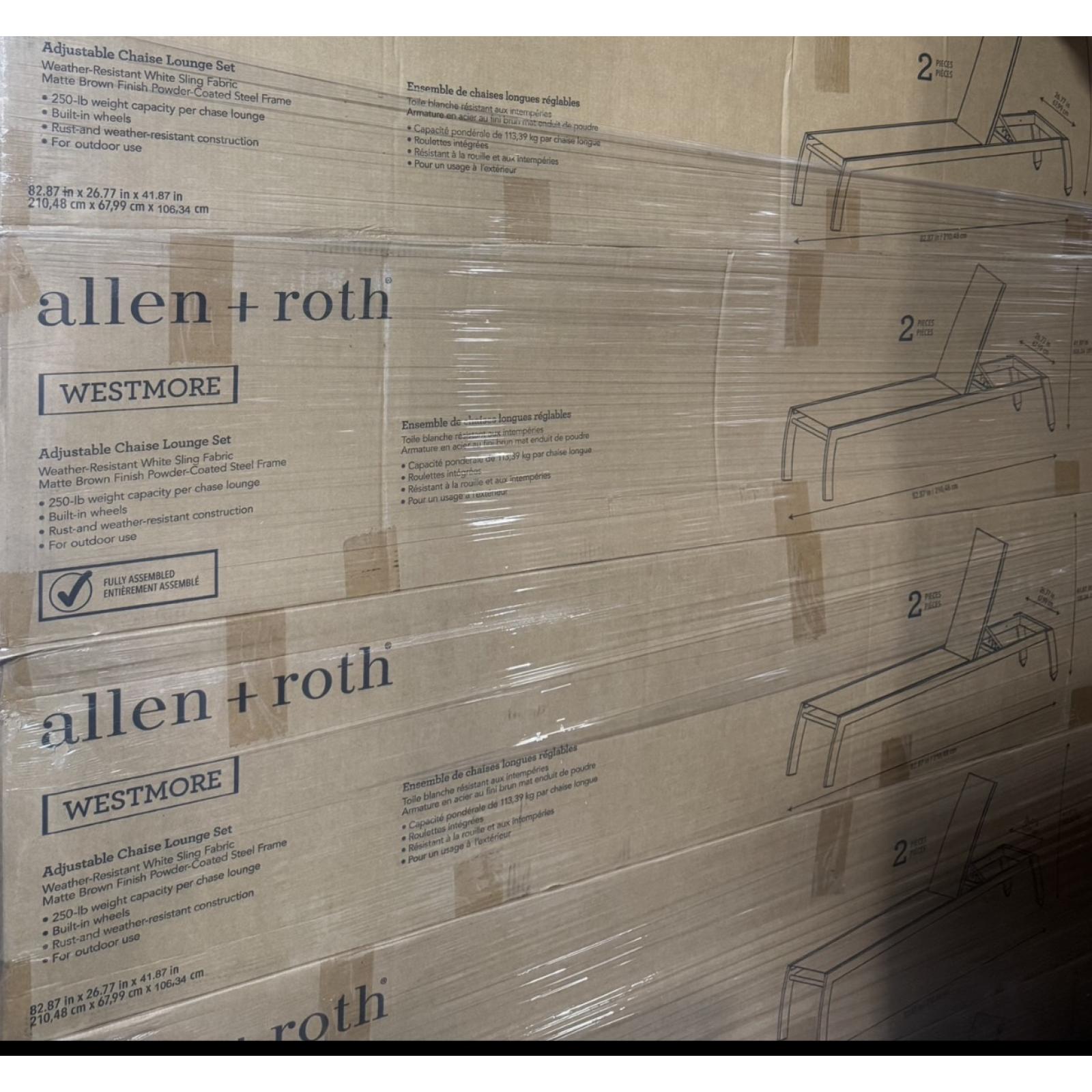 Springtown- Sling Fabric Lounge Chairs- 8 Total Chairs- 2 Per Box