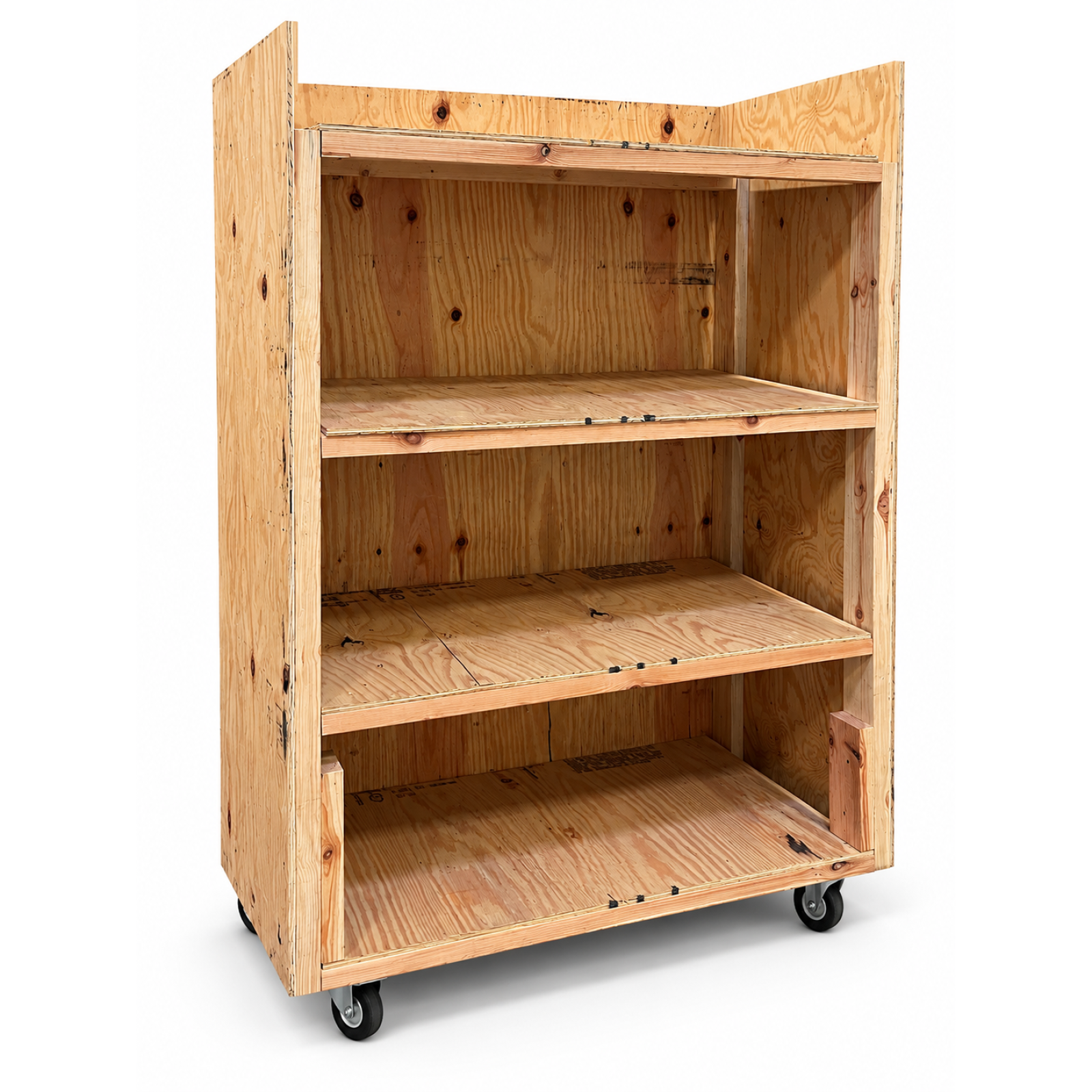 HEAVY-DUTY MOBILE PLYWOOD STORAGE CRATE / WORKSHOP CART – REUSABLE LUMBER & CASTERS – BUY NOW $200
