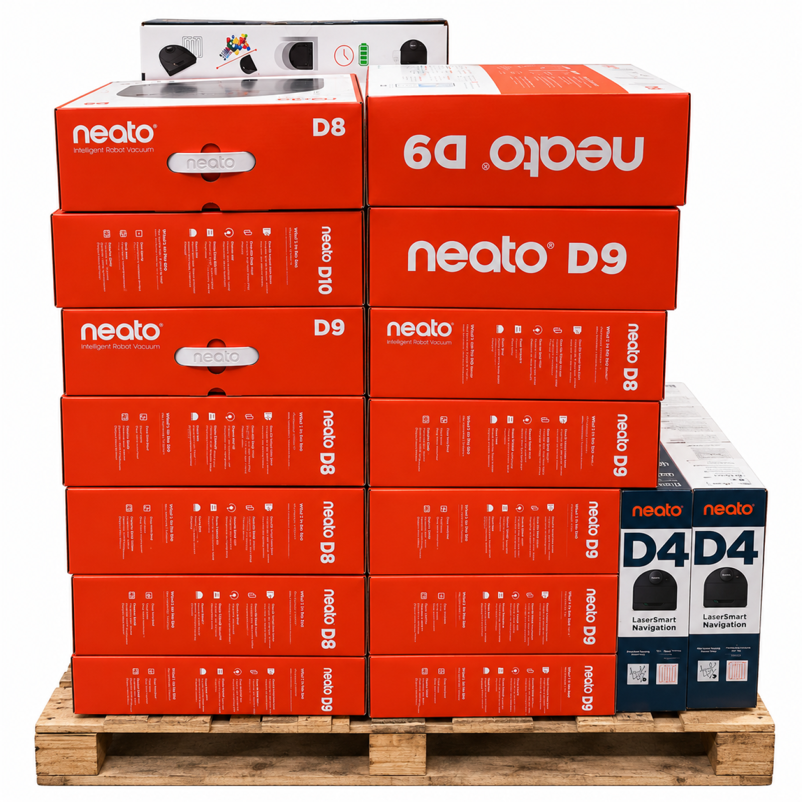 LOT OF 28 – CERTIFIED REFURBISHED Neato Robot Vacuums – Mixed D3, D4, D8, D9 & D10 Models – Total LOT MSRP $17,272
