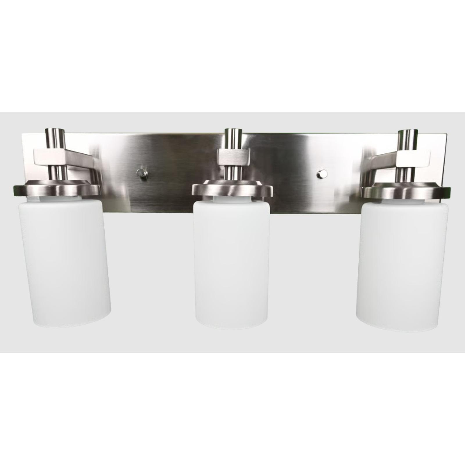 LOT OF 10 – New 3-Light Bathroom Vanity Fixtures – Satin Nickel Finish – Bulk Wholesale