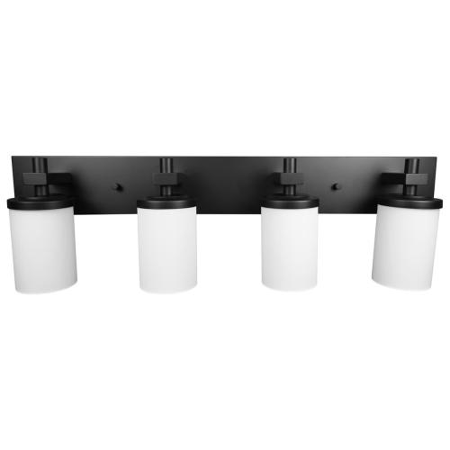LOT OF 10 – New 4-Light Bathroom Vanity Fixtures – Matte Black Finish – Bulk Wholesale