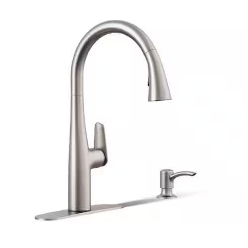 DALLAS LOCATION - NEW KOHLER Easmor Single-Handle Pull Down Sprayer Kitchen Faucet in Vibrant Stainless (LOT OF 7)