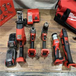 AS-IS Milwaukee M18 18V Lithium-Ion Cordless Combo Kit (5-Tool) with (2) Batteries, Charger and Tool Bag