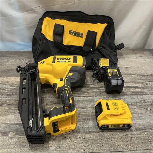 AS-IS DEWALT 20V MAX XR 16-Gauge Electric Cordless Angled Finishing Nailer Kit