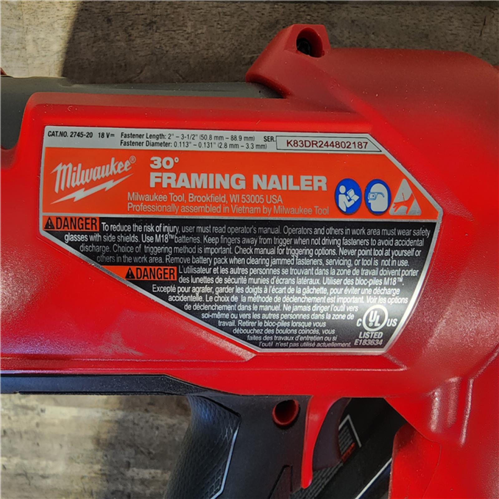 HOUSTON LOCATION - AS-IS Milwaukee M18 FUEL 30 Degree Framing Nailer (TOOL ONLY)