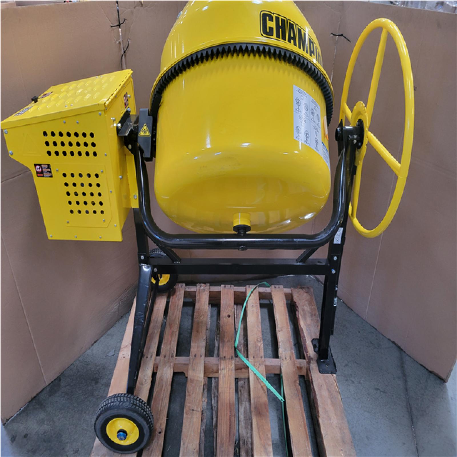 CALIFORNIA AS-IS CHAMPION 8.8 CU. FT. 79CC GAS HEAVY DUTY CONCRETE MIXER W/ 450 LB. CAPACITY
