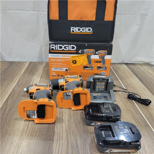 GOOD RIDGID 18V SubCompact Brushless 2-Tool Combo Kit with Drill/Driver, Impact Driver, (2) 2.0 Ah Batteries, Charger, and Tool Bag