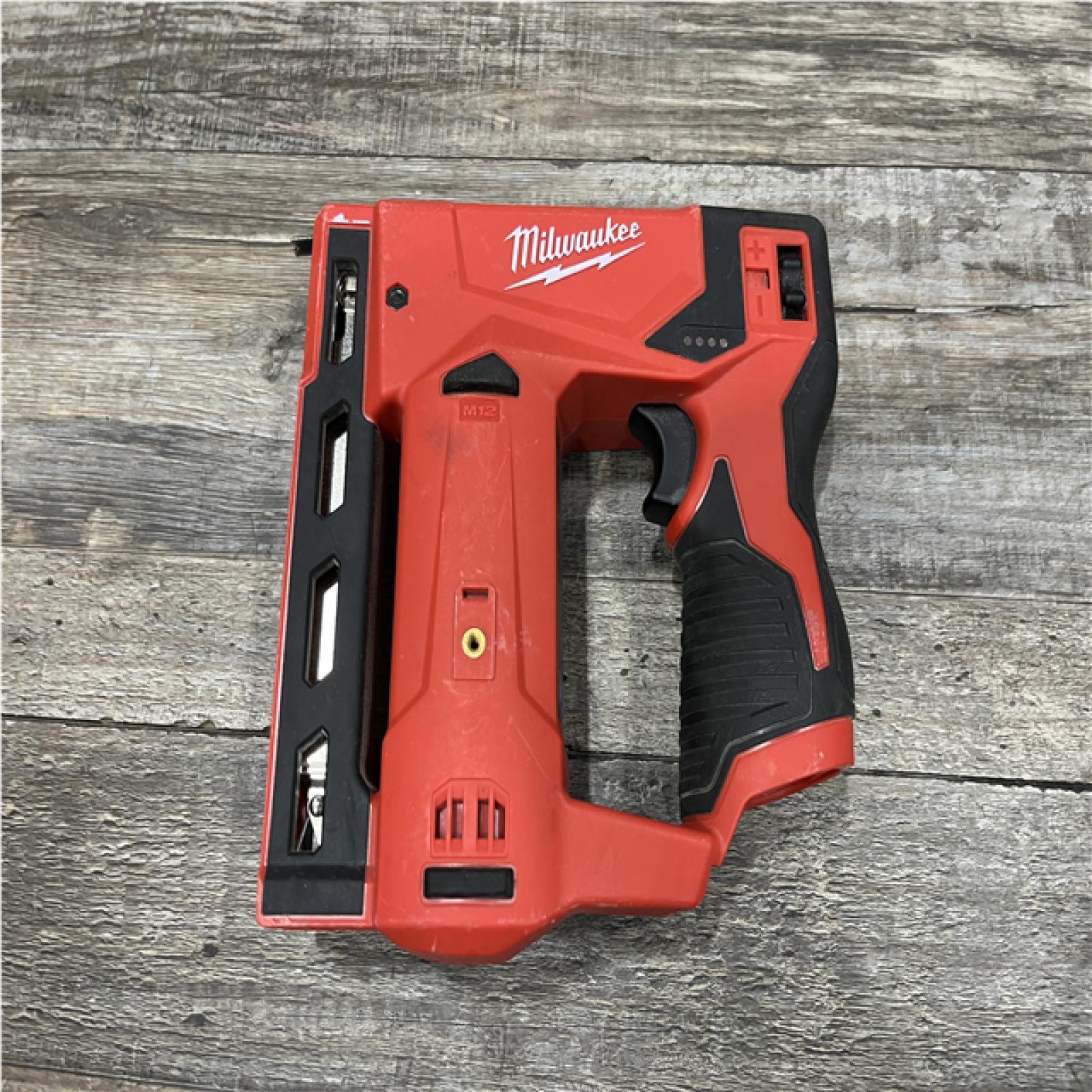 AS-IS Milwaukee 12-Volt Lithium-Ion Cordless 3/8 in. Crown Stapler (Tool-Only)
