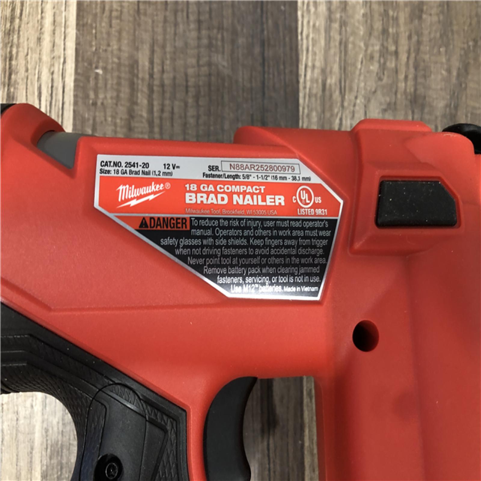 AS-IS Milwaukee FUEL 12-Volt Lithium-Ion Brushless Cordless 18-Gauge 1-1/2 in. Compact Brad Nailer (Tool Only)
