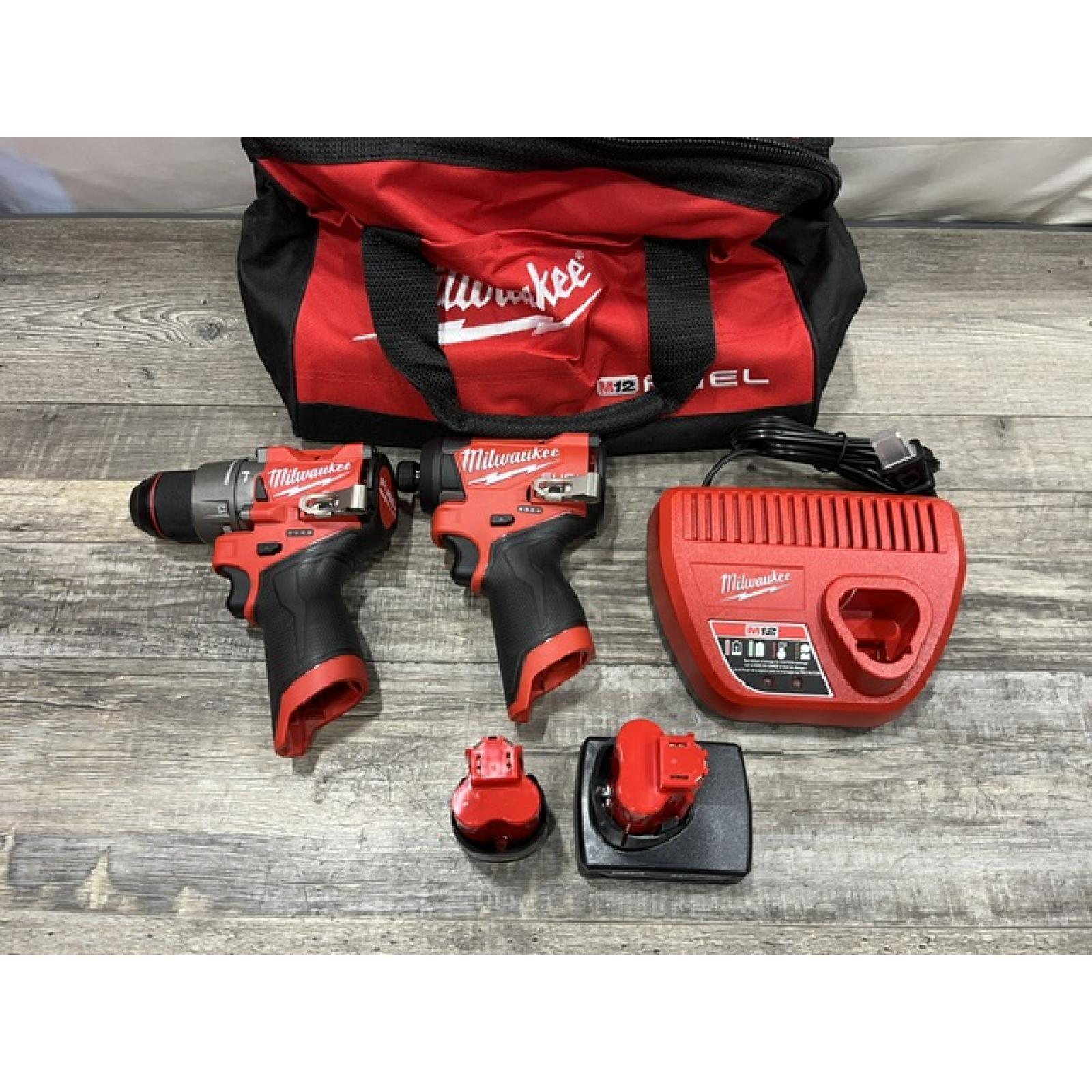 AS-IS Milwaukee FUEL 12-Volt Lithium-Ion Brushless Cordless Hammer Drill and Impact Driver Combo Kit
