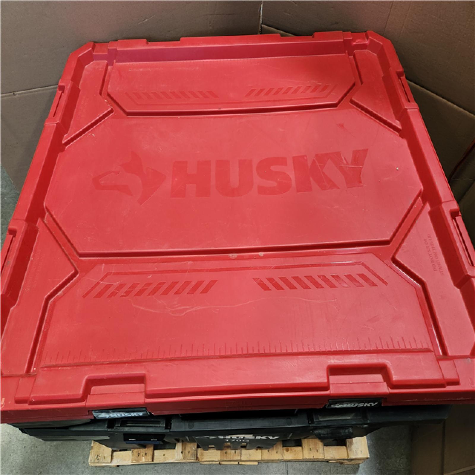 Phoenix Location AS-IS 2 Husky 170 Gal. Pro Grip Storage Tote in Black with Red Lid