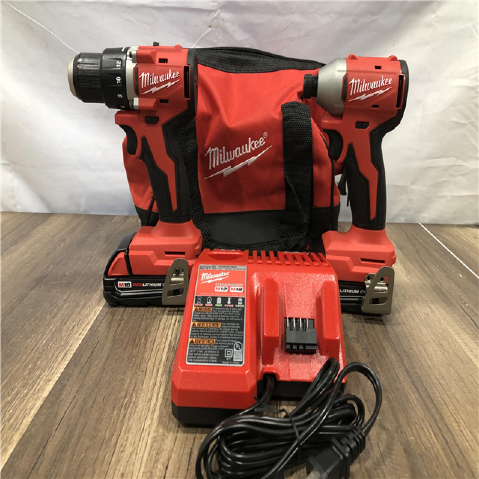 AS-IS Milwaukee 18V Lithium-Ion Brushless Cordless Compact Drill/Impact Combo Kit