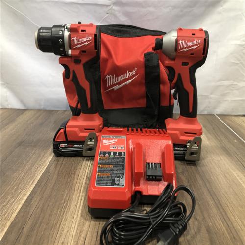 AS-IS Milwaukee 18V Lithium-Ion Brushless Cordless Compact Drill/Impact Combo Kit
