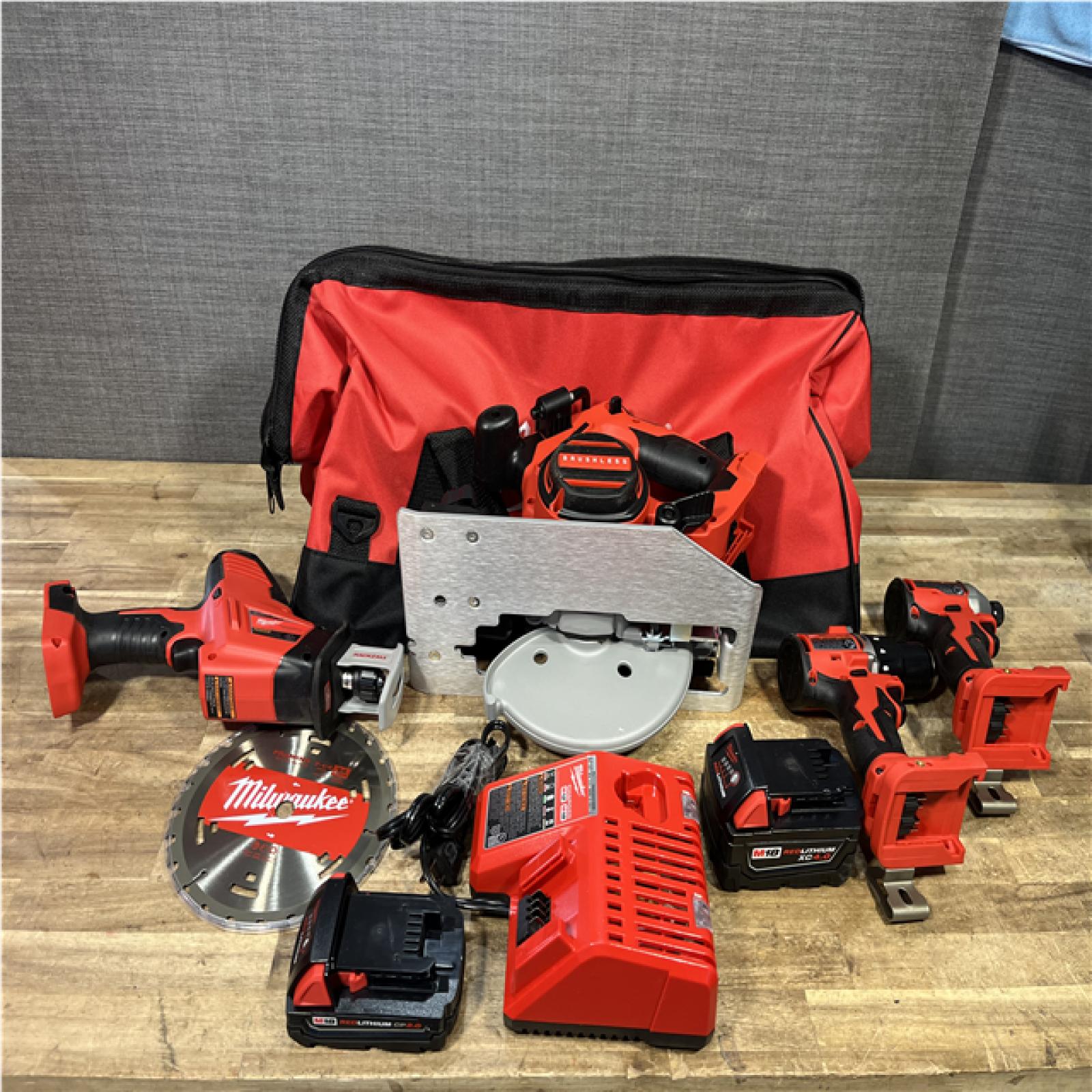 Houston Location AS-IS Milwaukee 18-Volt Lithium-Ion Brushless Cordless (4-Tool) Combo Kit