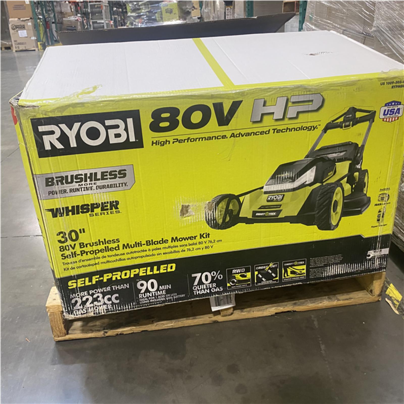 Dallas Location - As-Is RYOBI 80V HP Brushless Battery Cordless Electric 30 in. Multi-Blade Lawn Mower with Battery and Charger