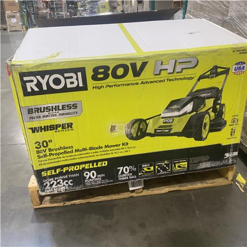 Dallas Location - As-Is RYOBI 80V HP Brushless Battery Cordless Electric 30 in. Multi-Blade Lawn Mower with Battery and Charger