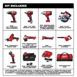 NEW! - Milwaukee M18 18-Volt Lithium-Ion Cordless Combo Kit (9-Tool) with (2) Batteries  Charger  and Tool Bag