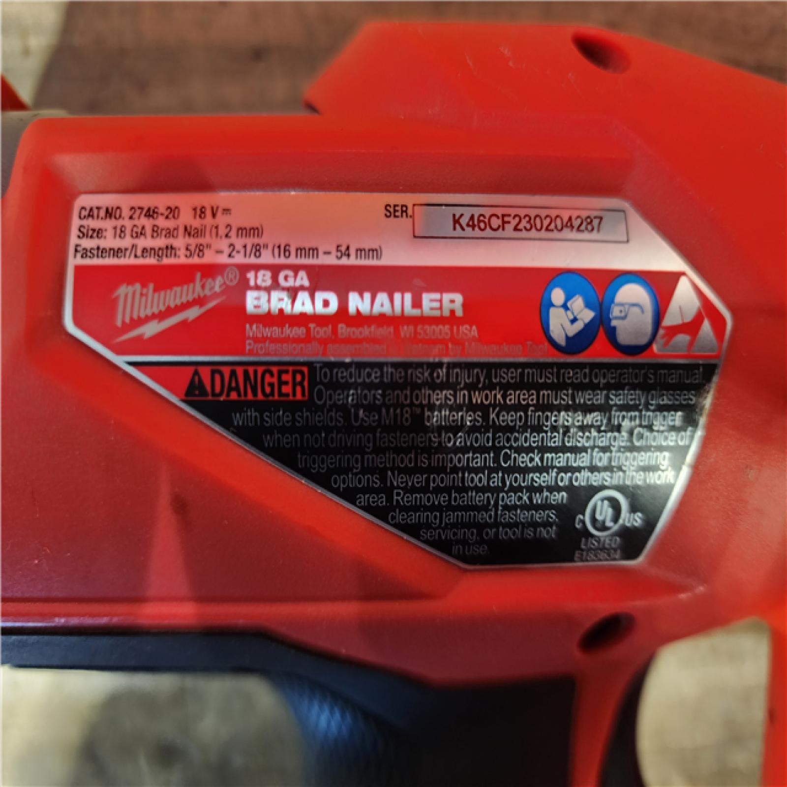 HOUSTON LOCATION - AS-IS Milwaukee M18 Fuel 18V Brushless 18-Gauge Brad Nailer 2746-20 (Bare Tool)