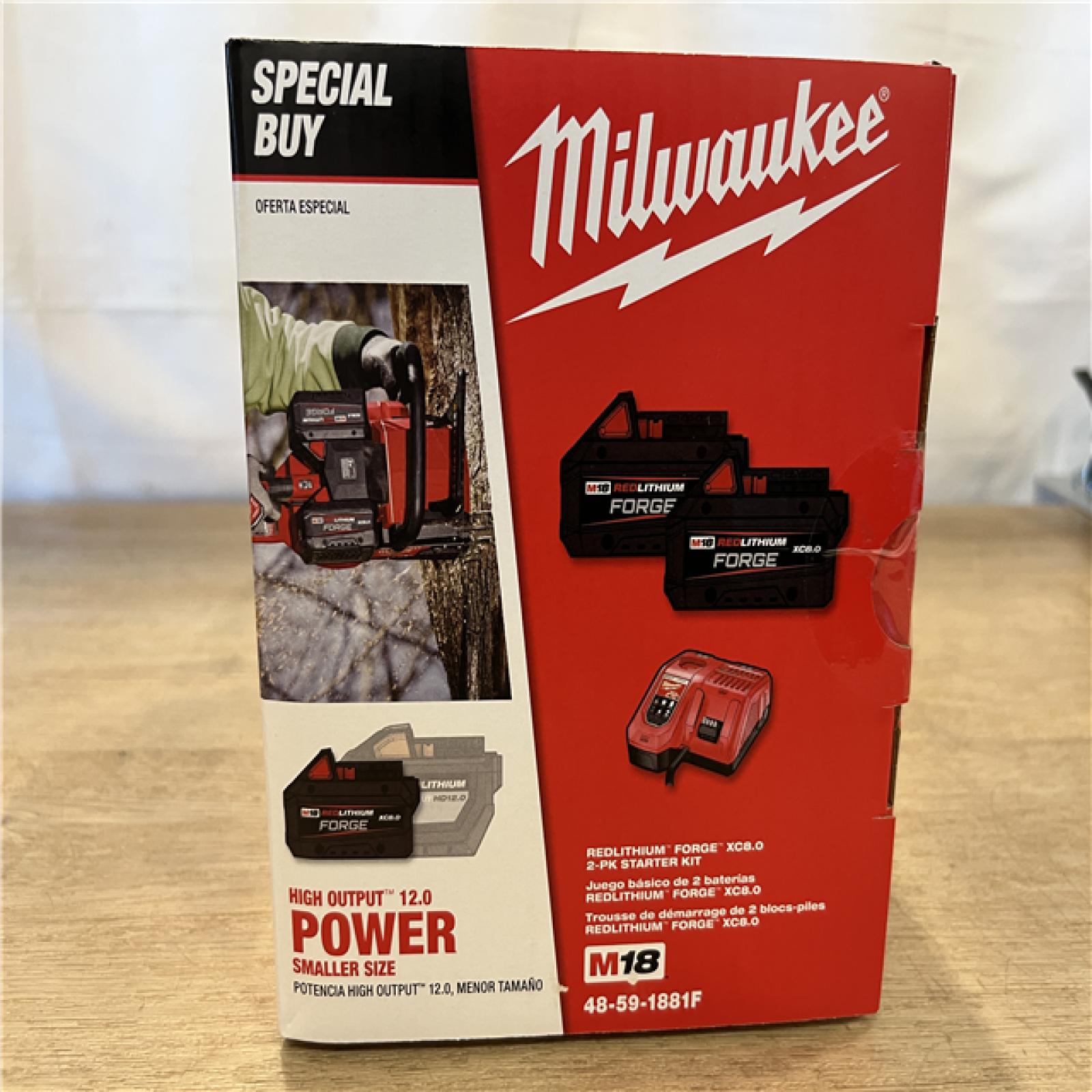 NEW! MILWAUKEE M18 18-Volt Lithium-Ion REDLITHIUM FORGE Starter Kit with (2) 8. 0Ah Battery and Rapid Charger